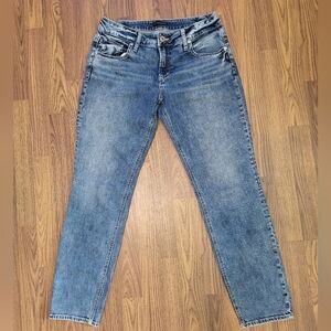 Womens Silver Boyfriend Blue Denim Jeans W29 L29 Straight Leg C2